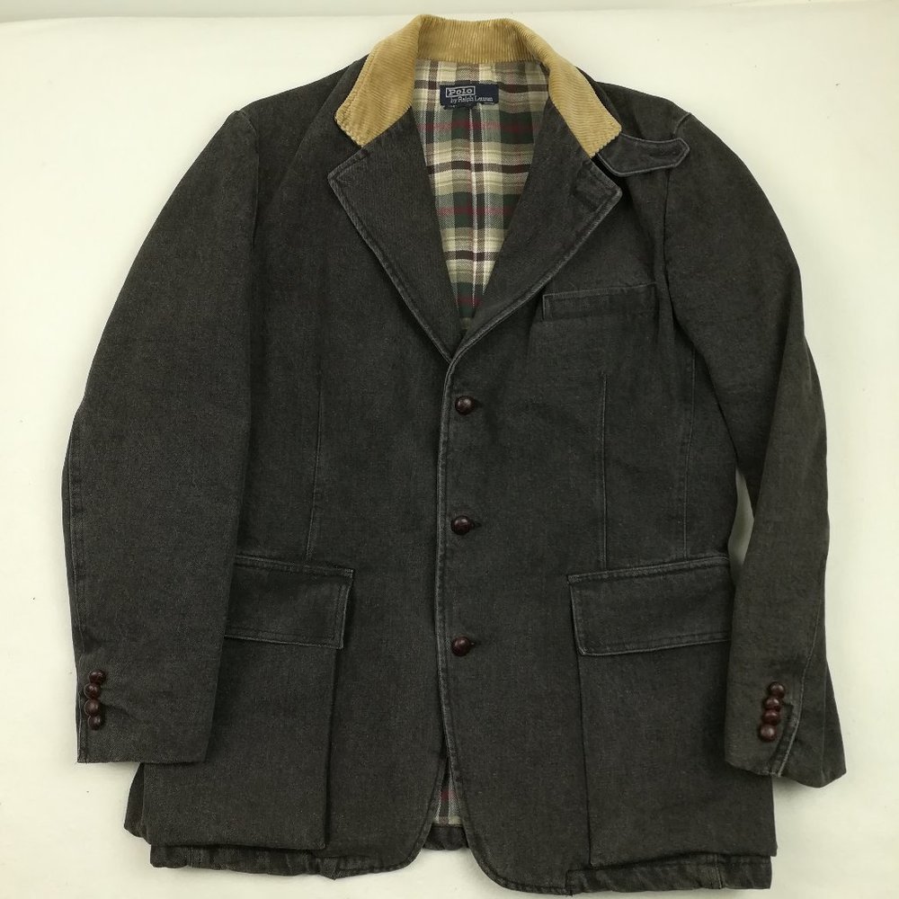 Vintage Polo Ralph Lauren Jacket Size 40 (Medium) Denim Corduroy Collar Flannel